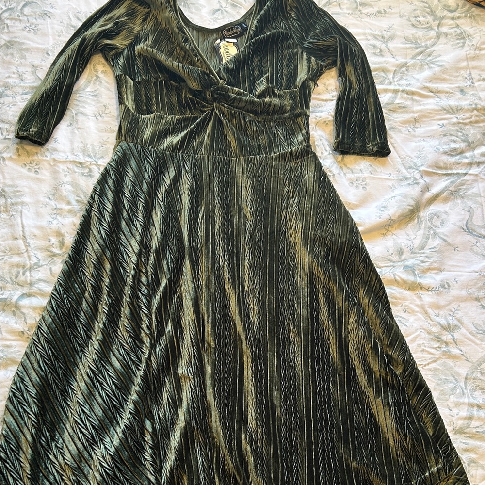 Voodoo Vixen Green Velvet Dress